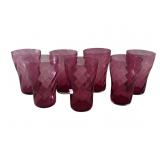 (7)  cranberry glass tumblers