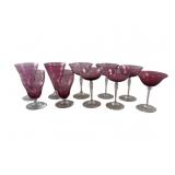 (10) cranberry wine glasses