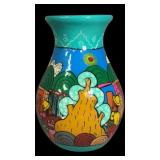 Mexican folk Art Storyteller Pottery Vase