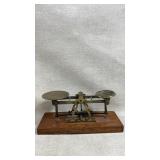 antique Victorian brass and wood postal or