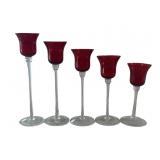Cranberry Glass Candle Holders
