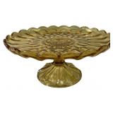Amber glass Anchor Hocking Fairfield cake stand