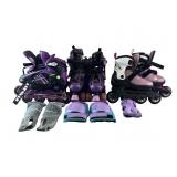 (2) pairs of rollerblades & pair of roller skates