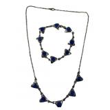 950 Silver & Blue Lapis Necklace & Bracelet