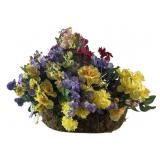 Decorative wall Basket of fake decor home flowers