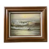 Artist Signed Seascape Oil On Canvas