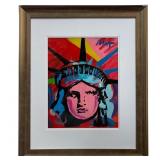 Peter max "Liberty Head" Mixed Media On Paper