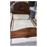 Antique Art Deco Inlaid Wood Full/Double Wooden