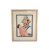 Signed Hand-painted Watercolor Painting Framed