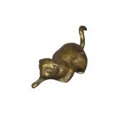 Antique Solid Brass Small Crouching Cat Figurine