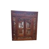 Balinese Teak Wood Wall Mirror with Shutters