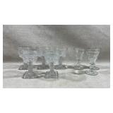 collection of vintage clear pressed glass stemware