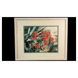 Vtg. Signed Hand-painted Floral Watercolor