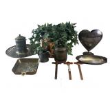 Faux Plants, Silver tone Decor
