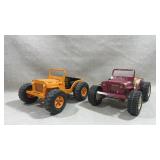2 vintage pressed-steel Tonka Jeep Dune Buggy toys