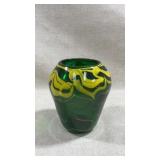hand-blown artist signed  studio art glass vase