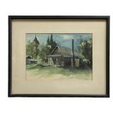 Wolfgang Hoffmann Barn Scene Watercolor On Paper