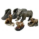 Vintage Tone Copper & Resin Carved Animals and