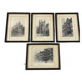 (4) Edward J. Cherry Signed Drypoint Etchings