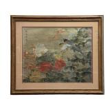 Chiu Weng "Spring Peonies" on metallic silk