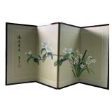 Vintage 4-panel hand-painted Chinese silk screen