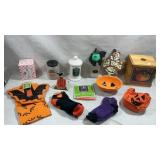 variety of vintage and festive Halloween decor