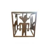 Folk Art Rustic Metal Outdoor Side Table