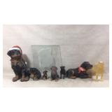 Rottweiler Dog Figurines and Glass Panel