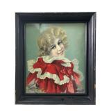 vintage framed color Print of a lady