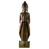 POLYCHROME SOUTHEAST ASIA WOOD STANDING BUDDHA