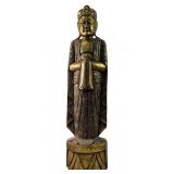THAI HAND CARVED GILT WOOD STANDING BUDDHA