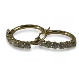 STUNNING 14K YELLOW GOLD DIAMOND HOOP EARRINGS