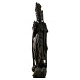 LARGE CARVED WOOD AUSTIN PRODUCTIONS GUANYIN