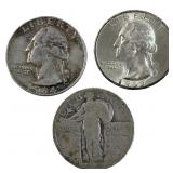 PRE 1964 WASHINGTON AND STANDING LIBERY QUARTERS