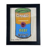 AFTER ANDY WARHOL "BEEF SOUP" MIXED MEDIA ON PAPER