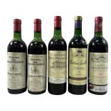 (5) VINTAGE FRENCH BORDEAUX RED WINES 1975-1989