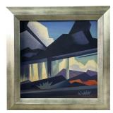 ATTRIBUTED TO ED MELL MONSOON OIL ON LINEN BOARD