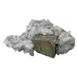 PYRITE ON QUARTZ WITH CALCITE CRYSTAL