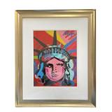 PETER MAX "LIBERTY HEAD" MIXED MEDIA ON PAPER