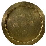 LARGE INDIAN ETCHED BRASS WALL HANGING TRAY