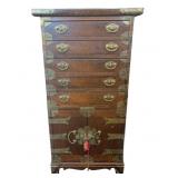 Vintage Korean Brass-Adorned  Silverware Chest