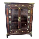 Antique Korean Armoire With Brass Hardware