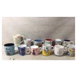 12 Ceramic Mugs with Varied Designs