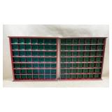 2 wooden multi-cubby wall-mounted display shelf