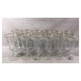 14 Crystal Goblets with Gold Rim