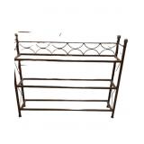 Brown Metal Three-Tier Shelf With Decorative Top