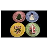 (4) Vintage Cane & Reed Imports Plates "Yuletide"