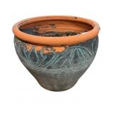 Terracotta and Green Ceramic Planter Pot