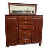 Wood Dresser with Mirror and Multiple Drawers