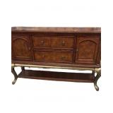 Wood Sideboard with Brass-Toned Accents, Storage